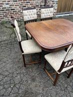 Antieke eettafel met 6stoelen, Gebruikt, Eikenhout, Mechels, Ophalen of Verzenden