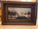 Olieverf winterlandschap op hout, Antiek en Kunst, Kunst | Schilderijen | Klassiek, Ophalen of Verzenden