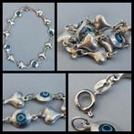 Zilver, zilveren armband met hartjes schakel, Sieraden, Tassen en Uiterlijk, Antieke sieraden, Ophalen of Verzenden, Zilver, Armband