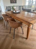 Houten eettafel met 4 stoelen, Huis en Inrichting, Ophalen, Modern klassiek, 200 cm of meer, 50 tot 100 cm