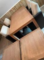 1x Eiken eettafel, 4x fauteuils, 2x eiken salontafeltje, Huis en Inrichting, Complete eetkamers, Ophalen, Gebruikt, 4 tot 6 stoelen