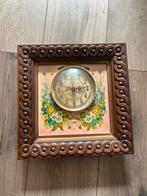 Vintage Wandklok met Bloemmotief - Quartz, Ophalen of Verzenden, Gebruikt, Analoog, Wandklok