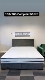 *Boxspring 180x200 Compleet matras+topper 550€!!*, Huis en Inrichting, Nieuw, 180 cm, Ophalen of Verzenden, Grijs