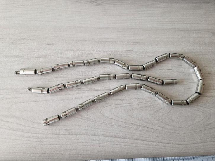 Heren ketting en armband Xen zilverkleur staal materiaal, Sieraden, Tassen en Uiterlijk, Kettingen, Zo goed als nieuw, Overige materialen