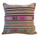 Groot kelimkussen vintage 60x60 vervaagde tinten, Huis en Inrichting, Woonaccessoires | Kussens, Yazgibi, Overige kleuren, Verzenden