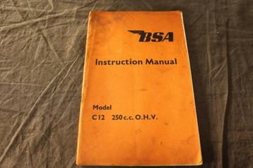 BSA C12 1955 motorcycle instruction manual 250cc OHV beschikbaar voor biedingen