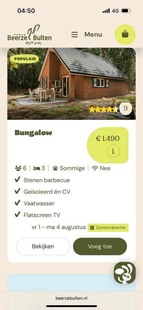 Vakantie bungalow Beerze Bulten 1-4 aug, Vakantie, Vakantie | Aanbiedingen en Last minute