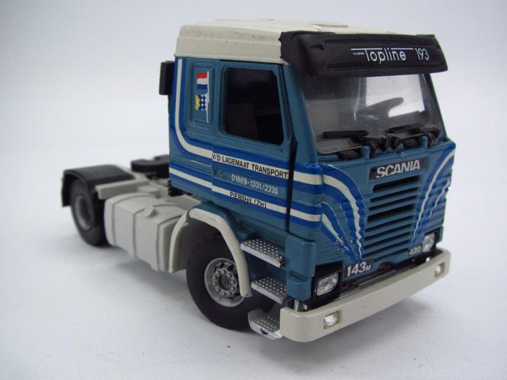 Tekno - Scania 143M Trekker '' vd Lagemaat Piershil '' 1:50, Hobby en Vrije tijd, Modelauto's | 1:50, Zo goed als nieuw, Bus of Vrachtwagen