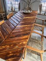 Houten eettafel 240x90 hardhout in hongaarse punt gemaakt, Ophalen of Verzenden, Zo goed als nieuw, Bali,Ibiza