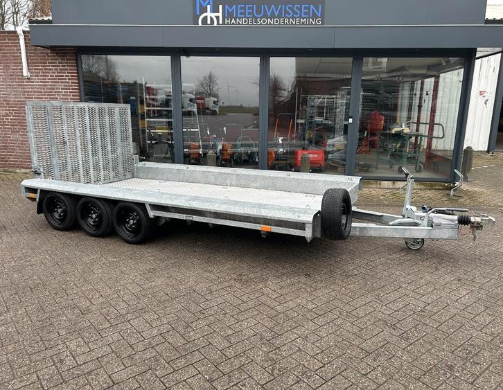 Vlemmix drieasser machinetransporter 400x180CM 3500KG UNIEK, Auto diversen, Aanhangers en Bagagewagens, Zo goed als nieuw, Ophalen