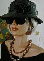 Strohoed hoed riet gelegenheid boerenbruiloft zwart one size, V&D, Hoed, Zo goed als nieuw, One size fits all