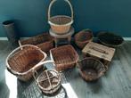Rotan en rieten (hengsel)mandjes, flessenrek, fietsmand, Ophalen of Verzenden, Gebruikt, Rond, Riet