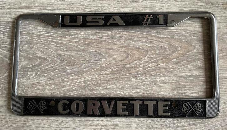 Originele Vintage dealer kentekenplaathouder Corvette, Auto diversen, Kentekenplaathouders, Gebruikt, Ophalen of Verzenden