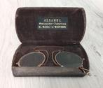 antieke neusclip zeldzame antieke ronde bril met doosje, Verzenden