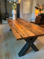 Robuuste eiken wagonplanken eettafel, Huis en Inrichting, Ophalen, Eikenhout, 200 cm of meer, 50 tot 100 cm