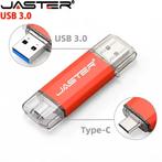 Jaster USB 64GB - USB 3.0 - USB A + USB C - zilver, Verzenden, Nieuw, Jaster, 64 GB