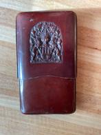 Vintage lederen sigarenkoker met wapen, Ophalen of Verzenden