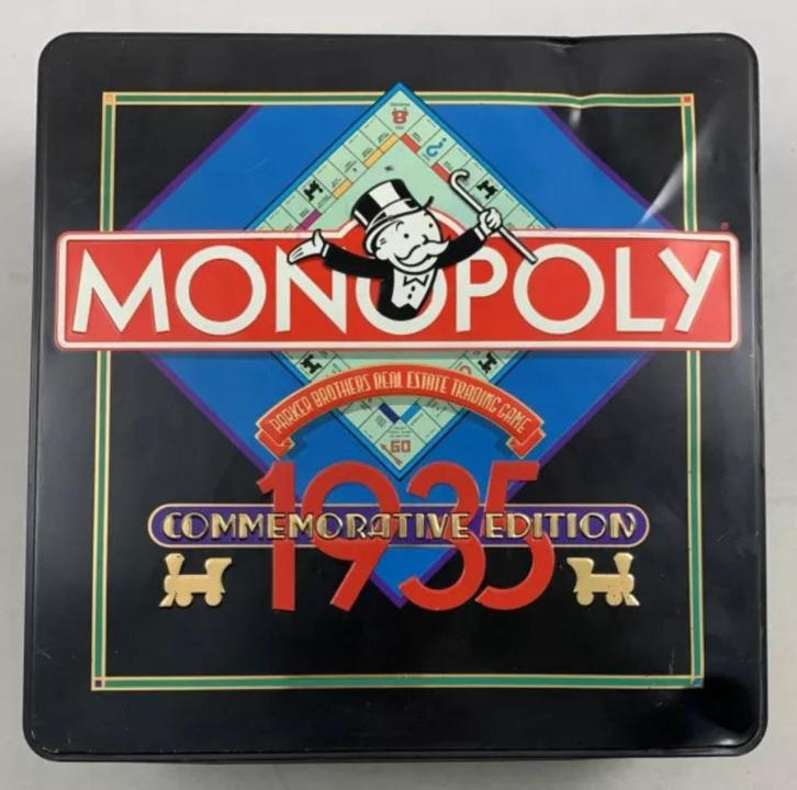 Monopoly edition 1985 in blik spel compleet vintage, Hobby en Vrije tijd, Gezelschapsspellen | Bordspellen, Zo goed als nieuw