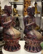 Paar Oude Thaise Thapanom Tempelfiguren – ca. 1870, Ophalen of Verzenden, Gebruikt