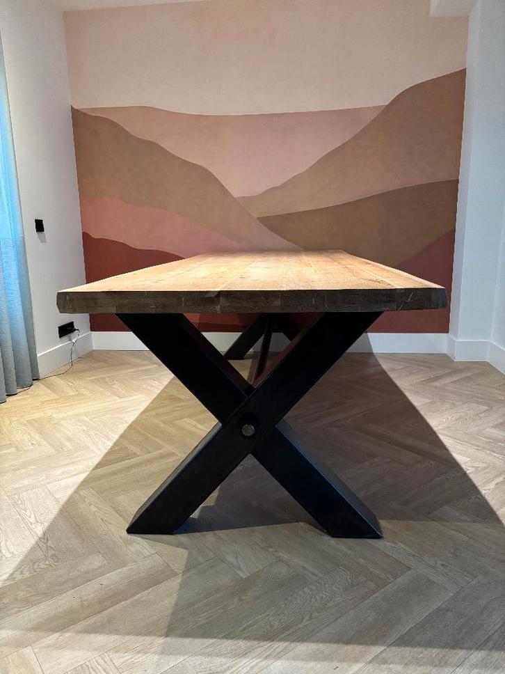 Boomstamtafel, Huis en Inrichting, Tafels | Eettafels, Gebruikt, 100 tot 150 cm, 200 cm of meer, Vijf personen of meer, Rechthoekig