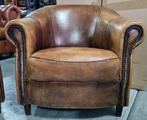 2x stoere Joris schapenleren club fauteuil + BEZORGING, Gebruikt, Chesterfield, Ophalen of Verzenden, 75 tot 100 cm