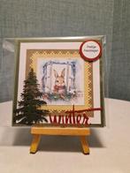 Kaartje kerst haasje met sjaal om kijkend door raam, Ophalen of Verzenden, Nieuw, Kerst