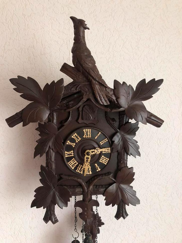 Antieke koekoeksklok in prima staat mooie koekoek, Antiek en Kunst, Antiek | Klokken, Ophalen of Verzenden