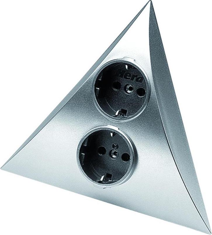 Dubbel stopcontact HERA Luxor 2ST stopcontact rvs-look, Doe-het-zelf en Verbouw, Elektra en Kabels, Nieuw, Stopcontact, Ophalen of Verzenden