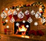 Partij raamsticker kerstballen ijskristallen kerstboom wit, Ophalen of Verzenden, Nieuw