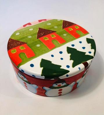 Italiaans keramieken dekselschaaltje, met kerstthema beschikbaar voor biedingen