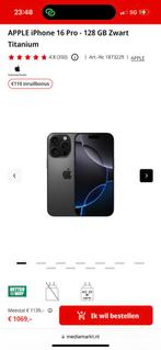 Iphone 16 pro 128gb black, Telecommunicatie, Ophalen of Verzenden, Nieuw, Zwart, 128 GB