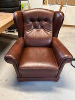 Luxe robuuste degelijke lederen fauteuil izgs, Ophalen, Zo goed als nieuw, 75 tot 100 cm, 50 tot 75 cm