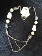 zilverkl ketting met witte en heldere kralen /parels, Sieraden, Tassen en Uiterlijk, Ophalen of Verzenden, Nieuw, Wit, Overige materialen