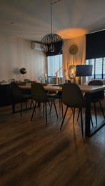 6 Groene Velvet Eetkamerstoelen, Huis en Inrichting, Tafels | Eettafels, Ophalen of Verzenden, Rond, 50 tot 100 cm