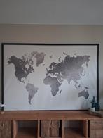 Wereldkaart met ijzeren rand en doek - 200x140 cm, Ophalen, Gebruikt
