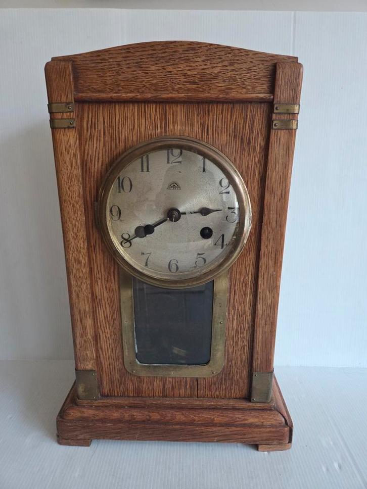 Art Nouveau A.G. Haller schoorsteenklok met Kienzle uurwerk, Antiek en Kunst, Antiek | Klokken, Ophalen of Verzenden