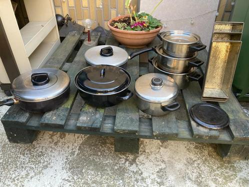 Pannenset, Huis en Inrichting, Keuken | Potten en Pannen, Gebruikt, Pannenset, Rvs, Ophalen of Verzenden
