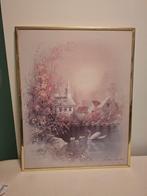 Schilderij/Prent met Zwanen in Gouden Lijst, Antiek en Kunst, Kunst | Schilderijen | Klassiek, Ophalen of Verzenden