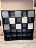 Zwarte Ikea Kallax kast, Ophalen, Met plank(en), Kunststof, Gebruikt