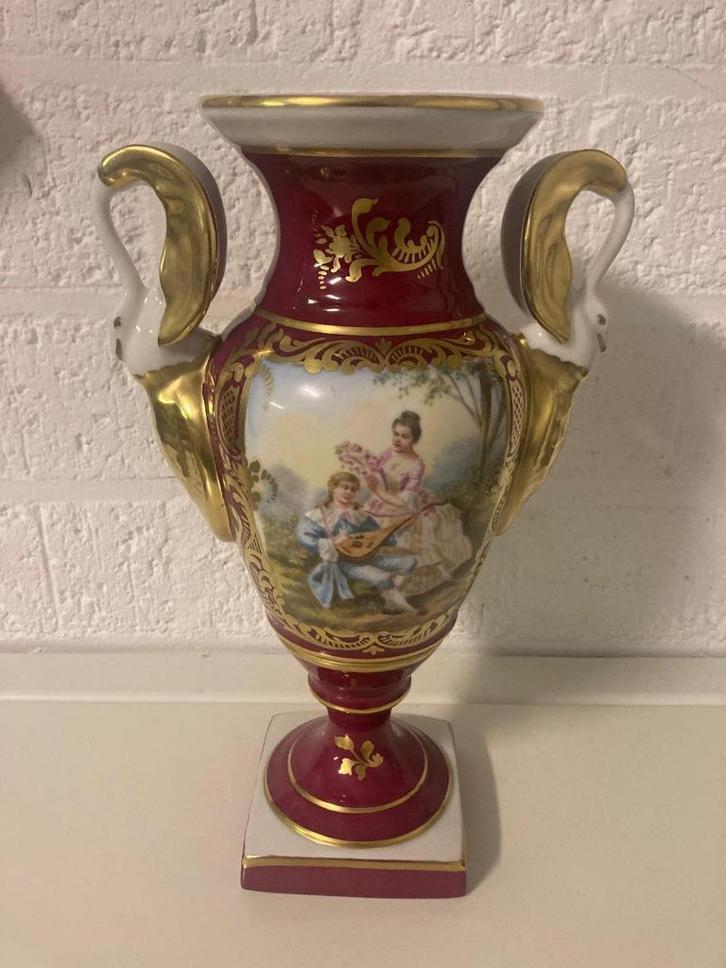 Unieke handgemaakte vaas (made in France) met twee motieven., Antiek en Kunst, Antiek | Vazen, Ophalen of Verzenden