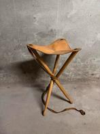 Opvouwbaar leren krukje, Ophalen, Gebruikt, Bruin, Eén