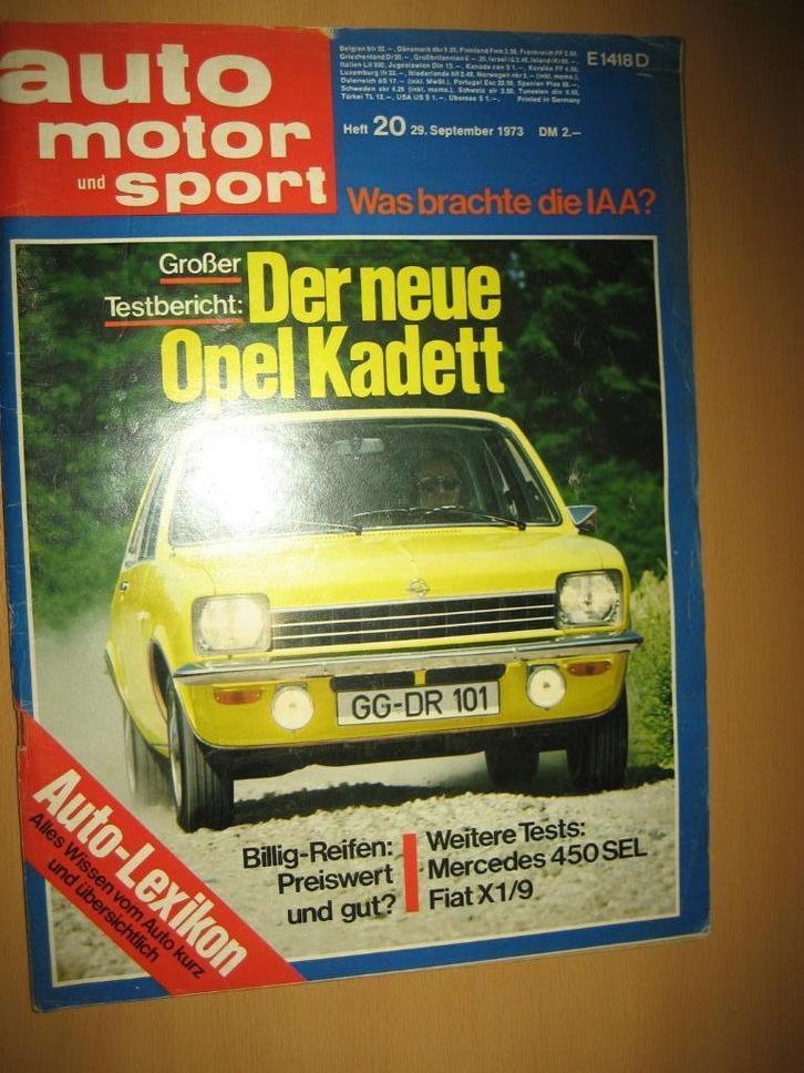 AM&S 1973 20  Fiat X 1/9  Opel Kadett C Mercedes 450 SEL, Boeken, Auto's | Folders en Tijdschriften, Gelezen, Overige merken, Ophalen