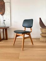 6 Vintage mid-century stoelen wooden chairs faux leather, Huis en Inrichting, Stoelen, Vijf, Zes of meer stoelen, Gebruikt, Ophalen of Verzenden