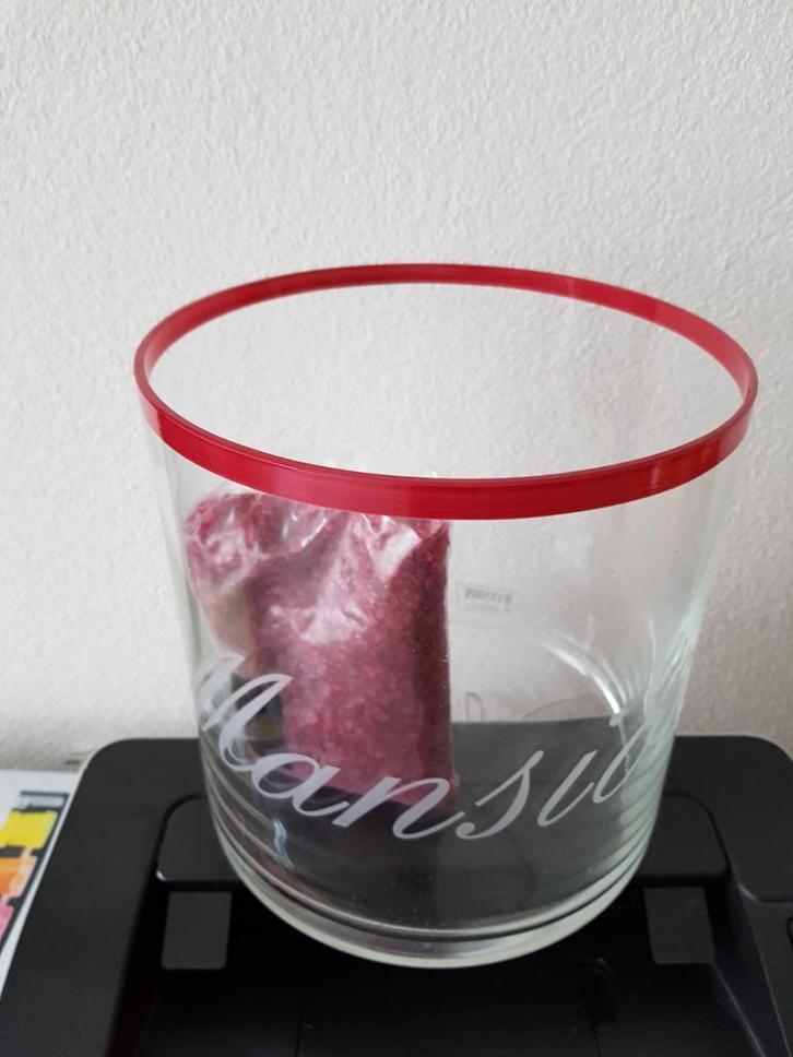 Glazen winddicht met rode rand zie omschrijving!, Huis en Inrichting, Woonaccessoires | Vazen, Nieuw, Glas, Ophalen of Verzenden