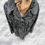 Zwarte Bontjas dames met echt bont, Ophalen of Verzenden, Zo goed als nieuw, Maat 42/44 (L), Zwart