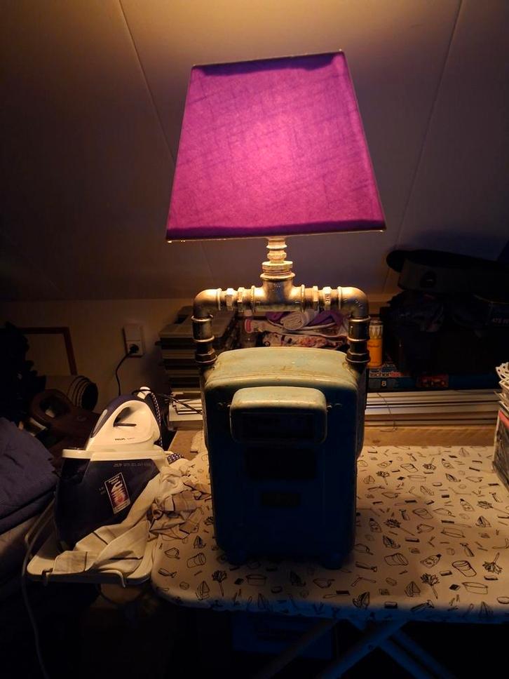 Unieke industriële lamp van oude gasmeter, Antiek en Kunst, Antiek | Lampen, Ophalen of Verzenden