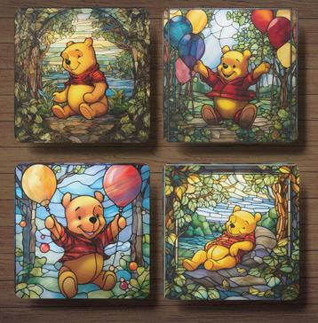 Winnie de Pooh Glas in Lood onderzetters met houder beschikbaar voor biedingen