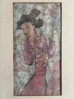 Japans Courtisane Batik Schilderij, Antiek en Kunst, Ophalen of Verzenden