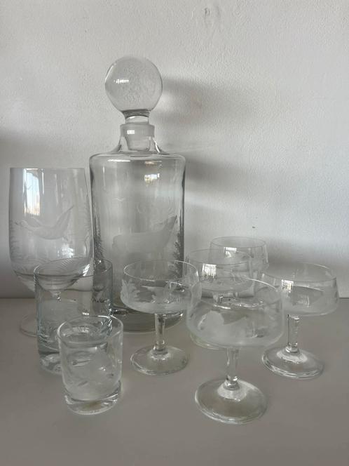 rowland ward christal karaf glazen jacht wild jagen glas, Antiek en Kunst, Antiek | Glas en Kristal, Ophalen of Verzenden