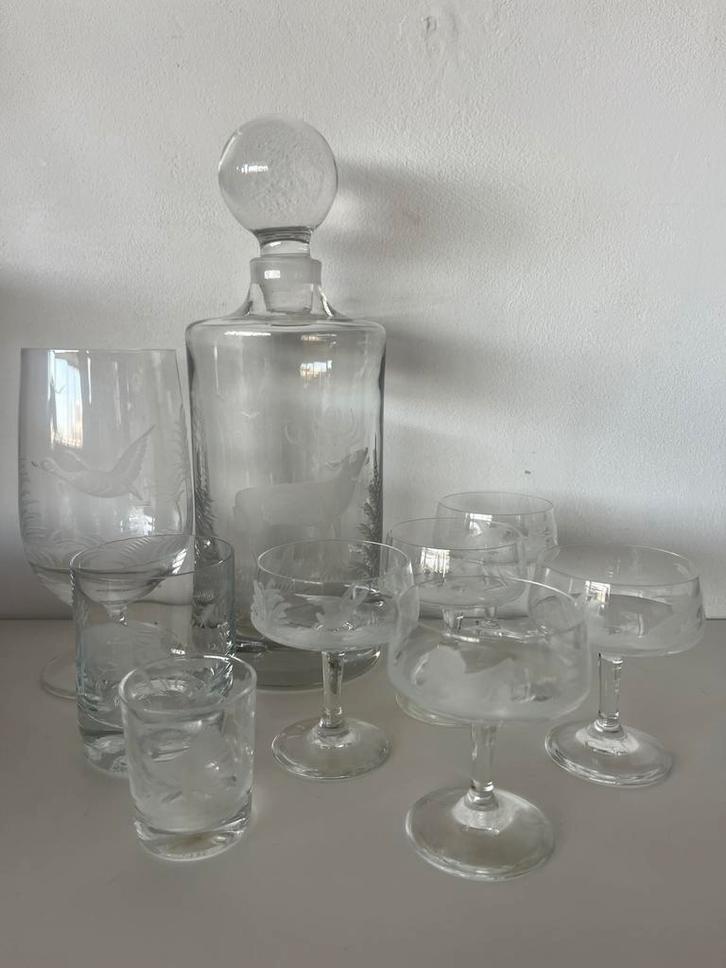 rowland ward christal karaf glazen jacht wild jagen glas, Antiek en Kunst, Antiek | Glas en Kristal, Ophalen of Verzenden